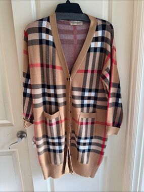 Long Plaid Cardigan